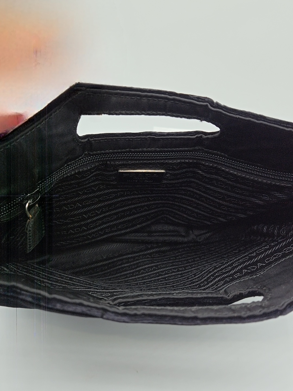 Prada Black Velvet Cutout Handle Tote - Picture 5 of 12